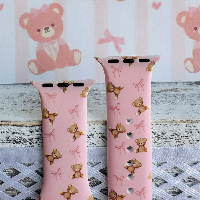 sugar bear crush apple watch band â blush silicone with teddy bears and bows (38â49 mm)