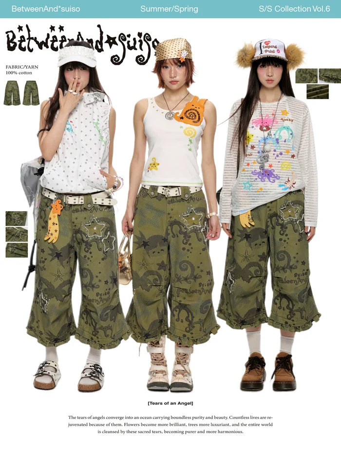 *Suiso collaboration camouflage printed capri pants
