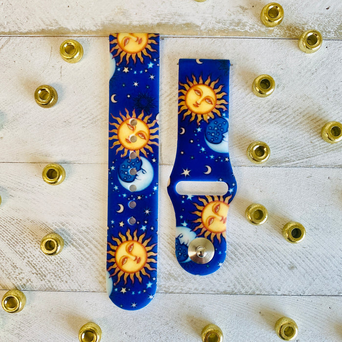 Sun,Moon,Stars Print Silicone Band For Samsung Watch