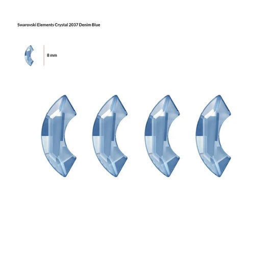 Swarovski Nail Art Denim Blue Semi Circle Crystals 8pcs