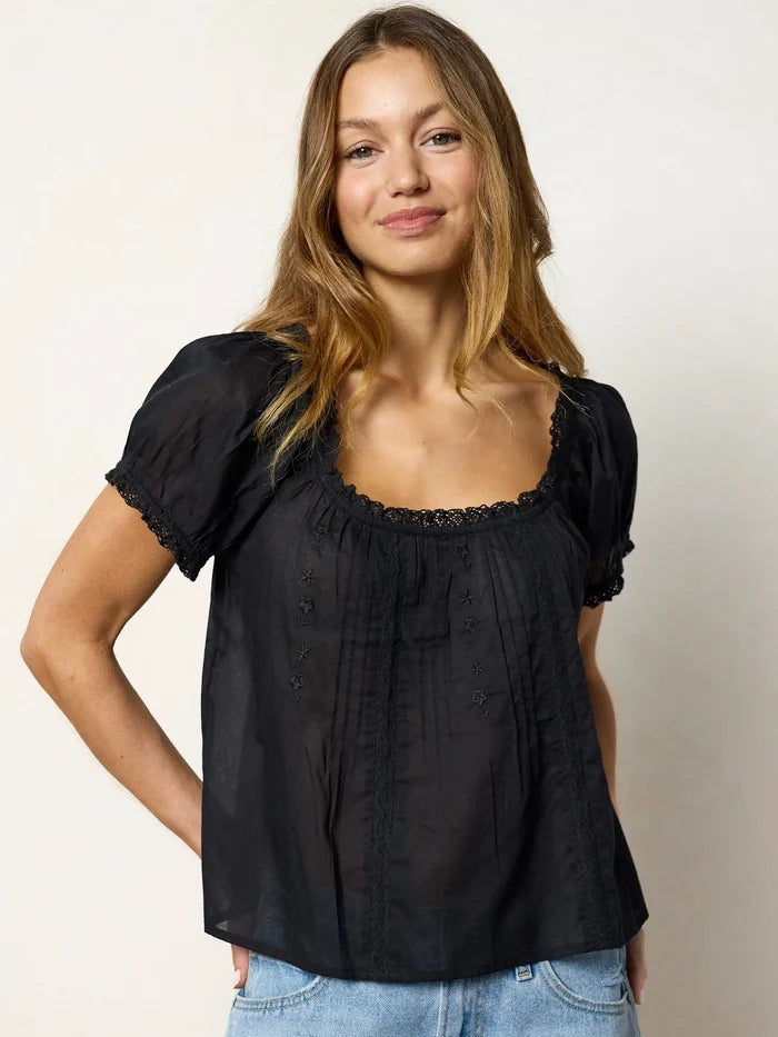 Sweet Nothings Embroidered Cotton Top - Black-view 2