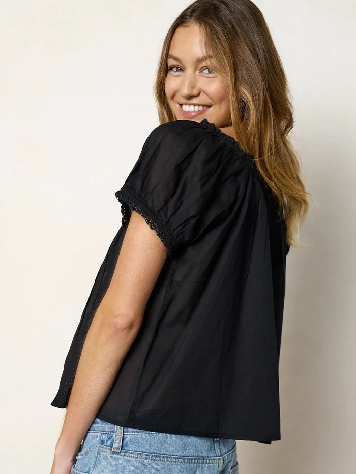 Sweet Nothings Embroidered Cotton Top - Black-view 3