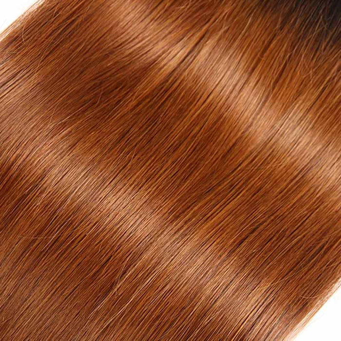 ombred brown brazilian silky straight human hair bundles with 4x4 lace closure