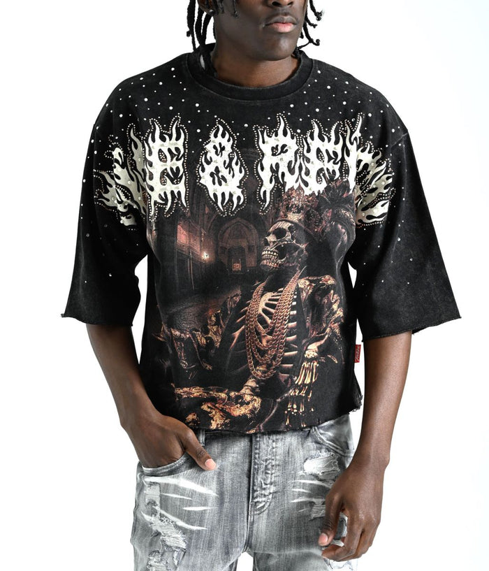 TAKER RISE & REIGN CROPPED T-SHIRT - T5226 - BLACK
