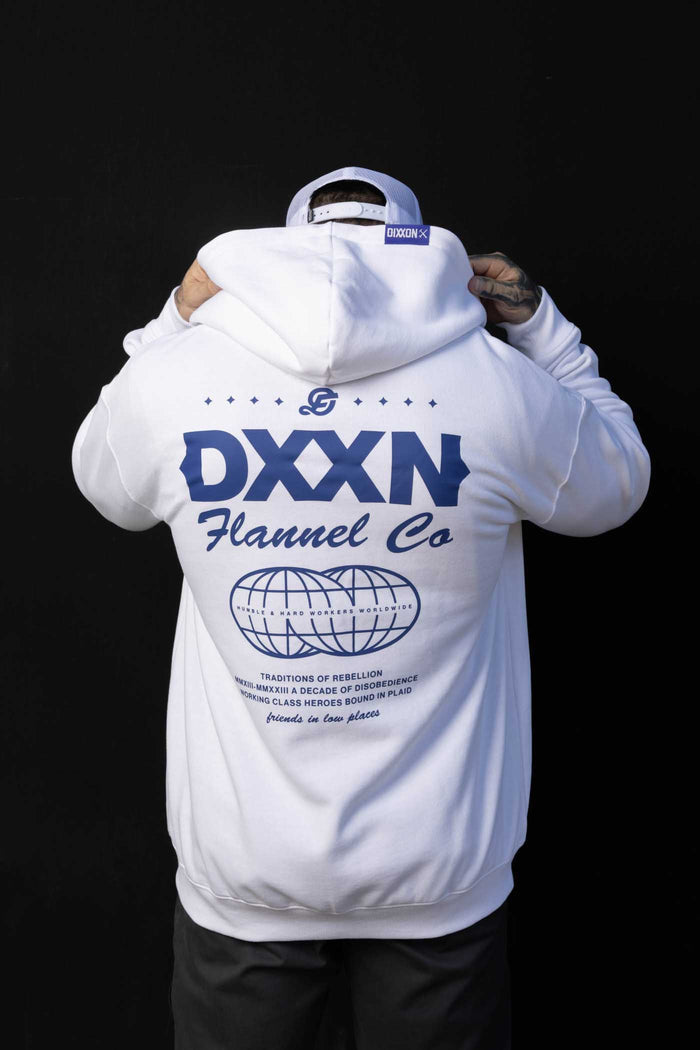 Tech Zip Up Hood - Blue/White