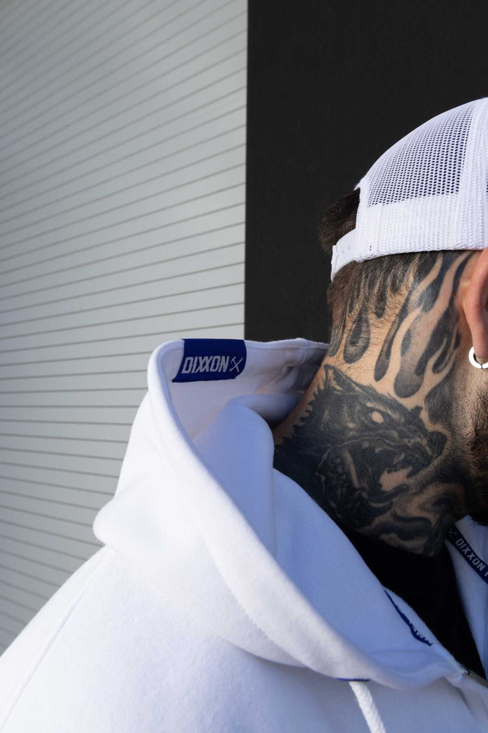 Tech Zip Up Hood - Blue/White