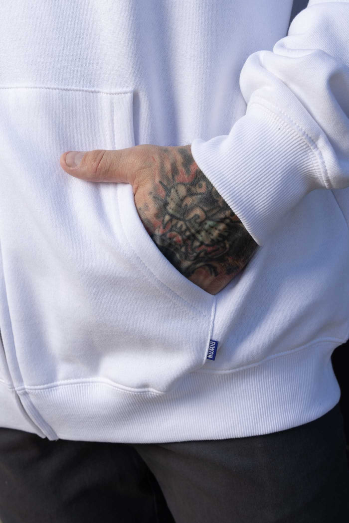 Tech Zip Up Hood - Blue/White