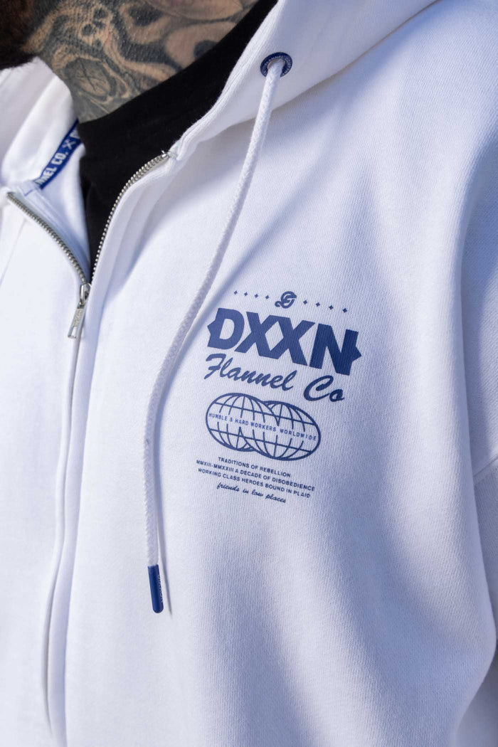 Tech Zip Up Hood - Blue/White