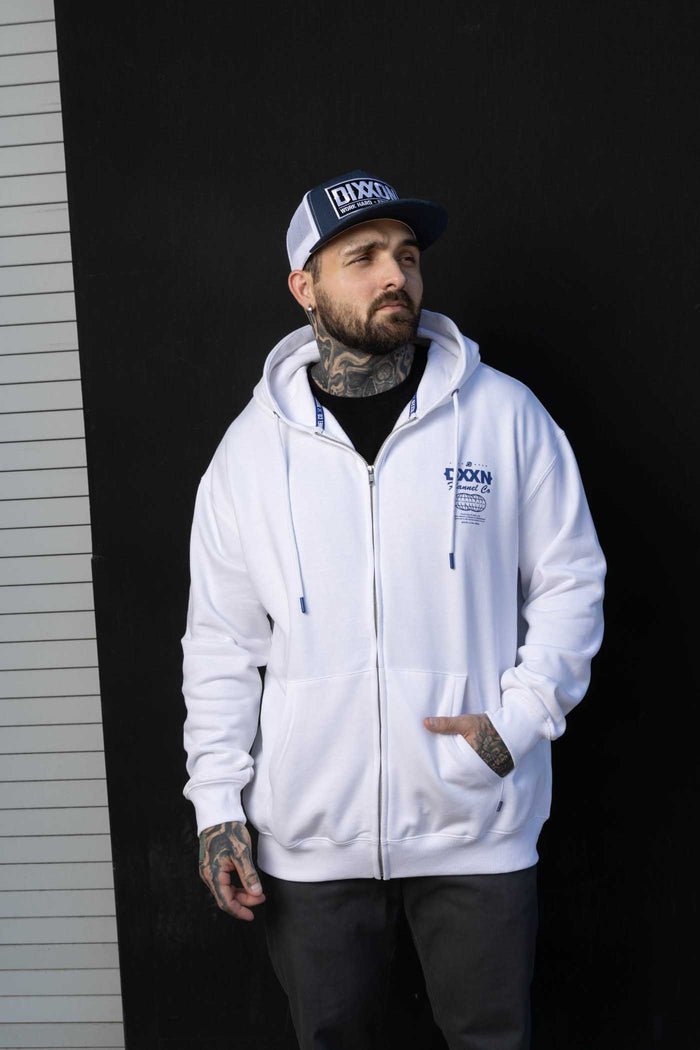 Tech Zip Up Hood - Blue/White