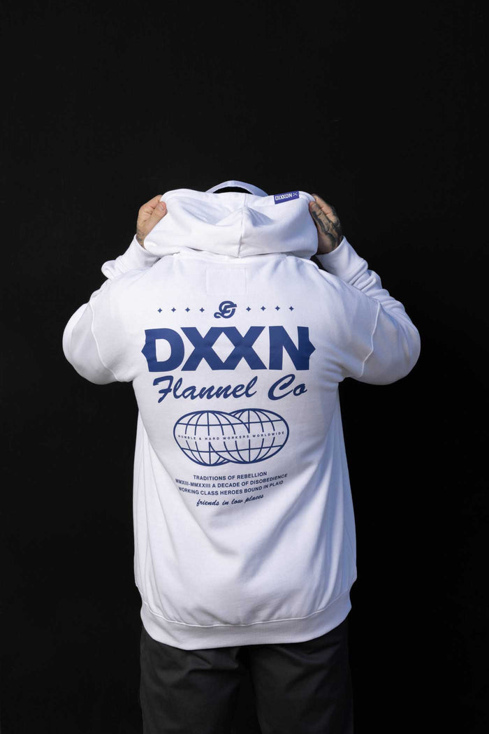 Tech Zip Up Hood - Blue/White