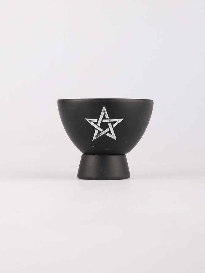 Terracotta Smudge Bowl | Black Pentagram-Image 2