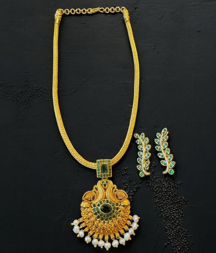 The Bhumija Nakshi Silver Peacock Necklace & Earrings