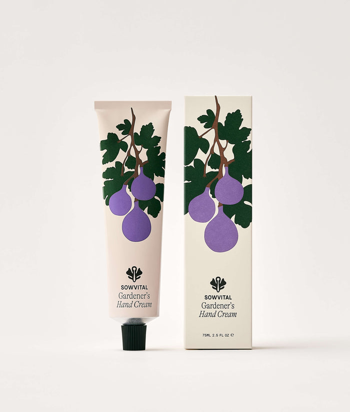 Fig Tree Hand Cream 75ml. Hand cream and its packaging with fig design on a white background