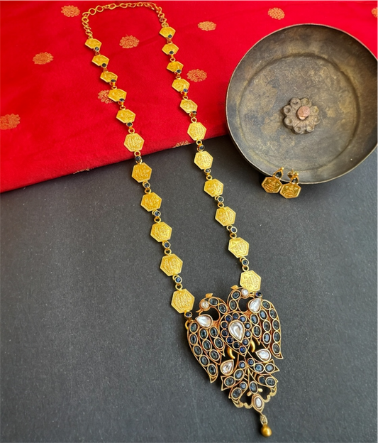 The Gandaberunda Blue Polki Kasumala Necklace & Earrings