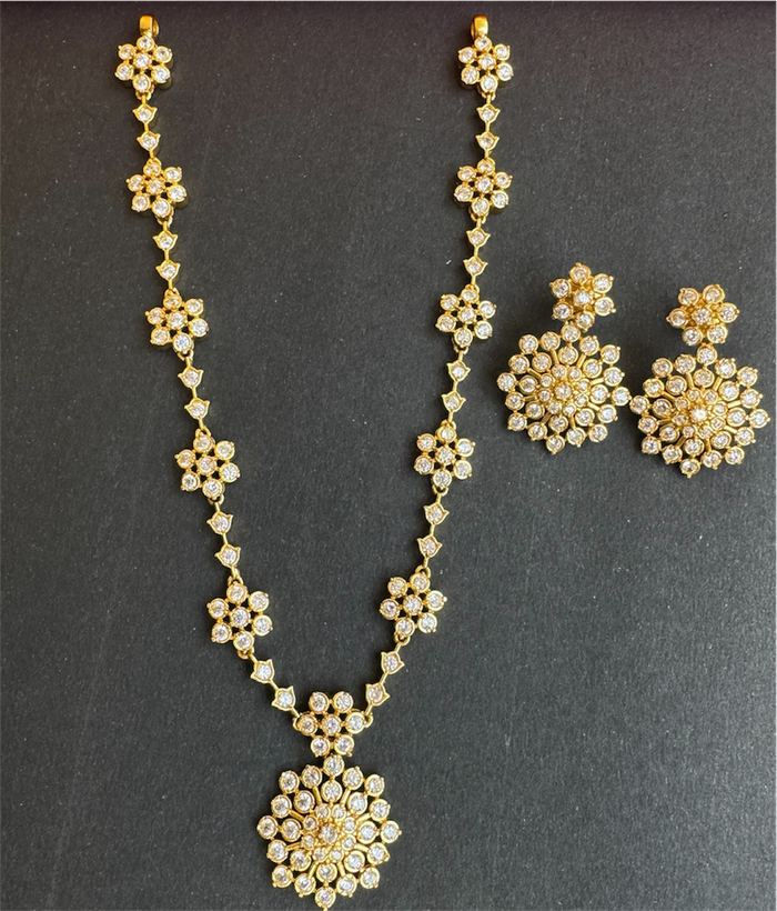 The Isharya Solitaire Diamond Silver Necklace & Earrings