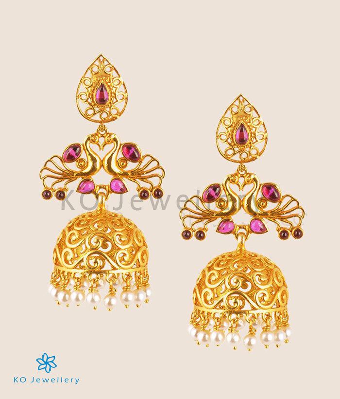 The Kumaravahin Silver Peacock Jhumka