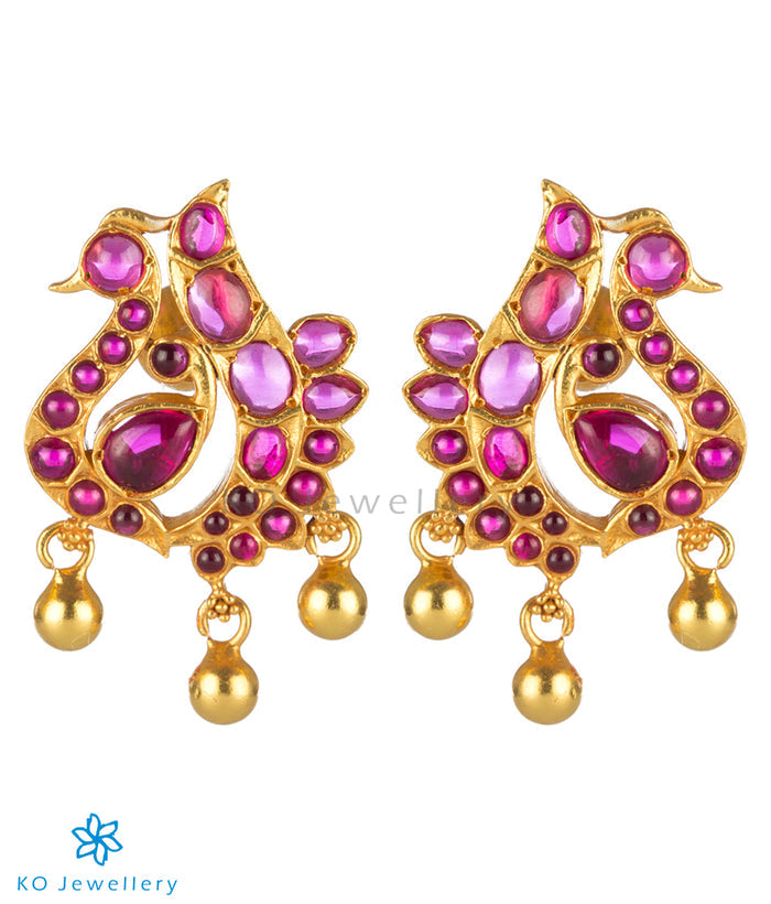 The Lasaka Silver Peacock Kempu Pendant Set