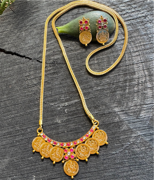 The Mudra Silver Lakshmi  Kasumala Necklace & Earrings