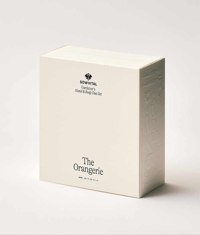 White box with 'The Orangerie' branding on a white background