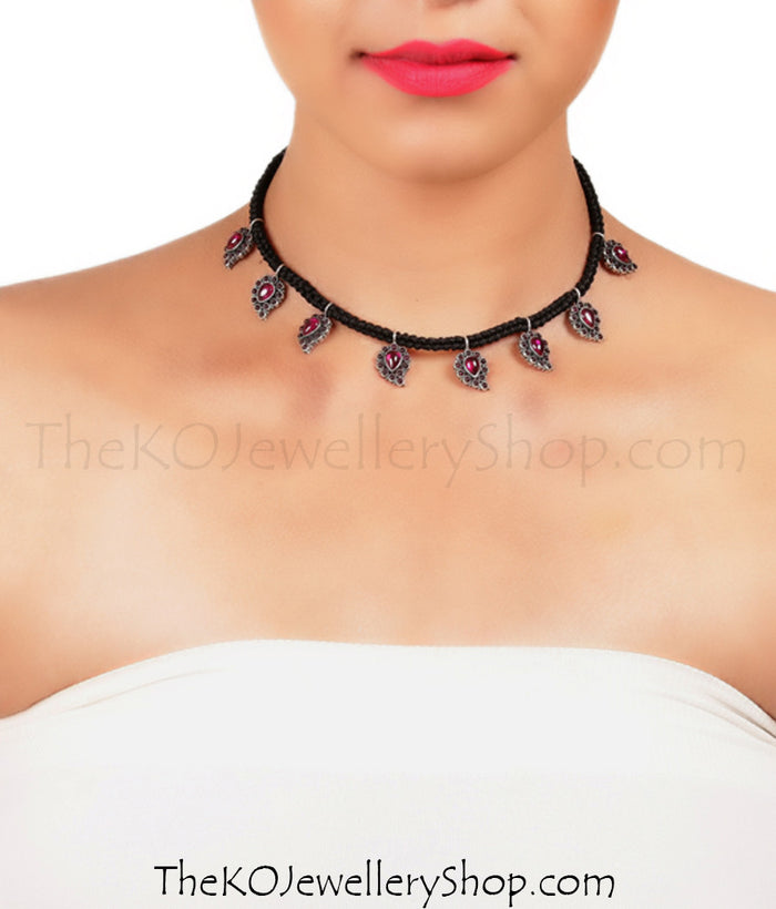 The Rasala Silver Paisley Thread Necklace