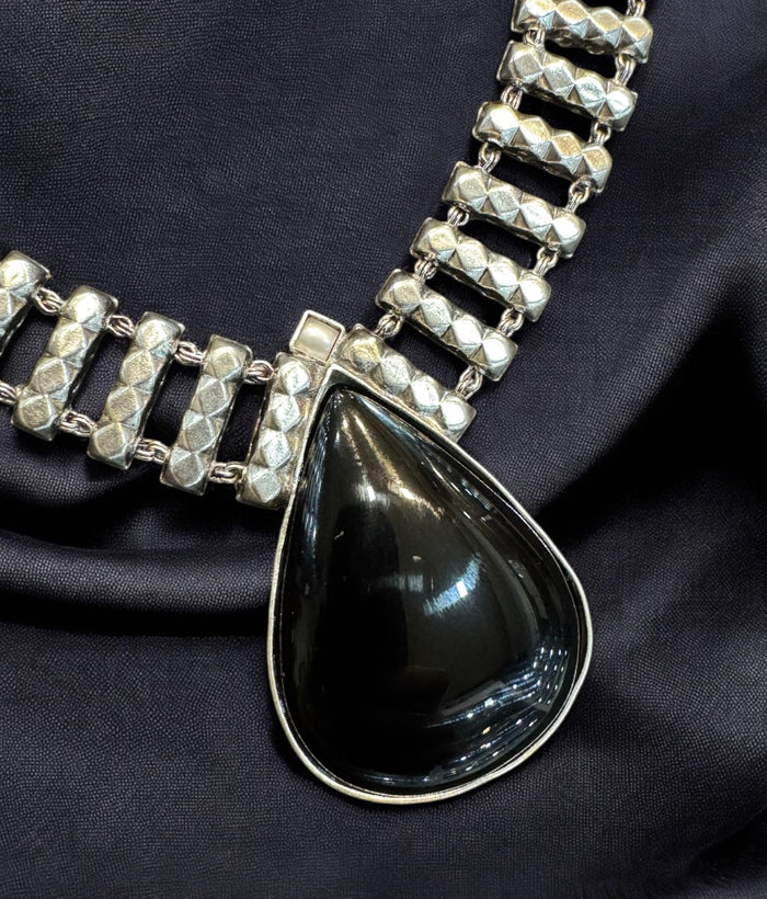 The Samyak Black Onyx Silver  Necklace & Earrings