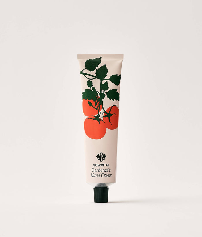 Tomato Leaf Hand Cream 75ml | Hand cream tube with tomato design on a white background