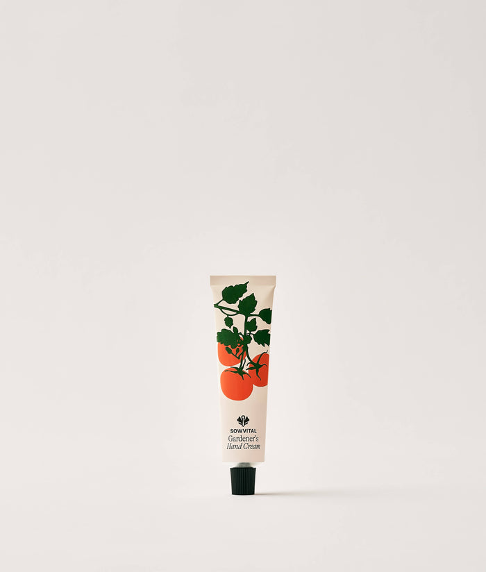 Tomato Leaf Hand Cream 20ml | Hand cream tube with tomato design on a white background