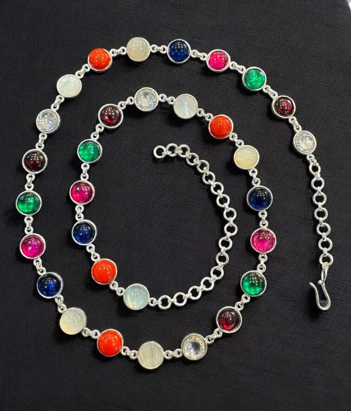 The Varnit Silver Gemstone Necklace/Waistbelt
