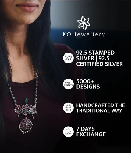 The Yajata Silver Ear-studs (Navratna/Oxidised)