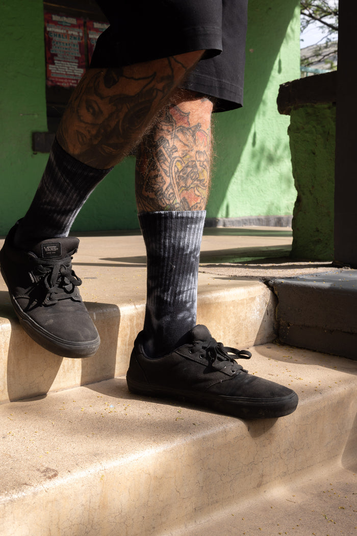 Tie Dye Crew Sock - Black