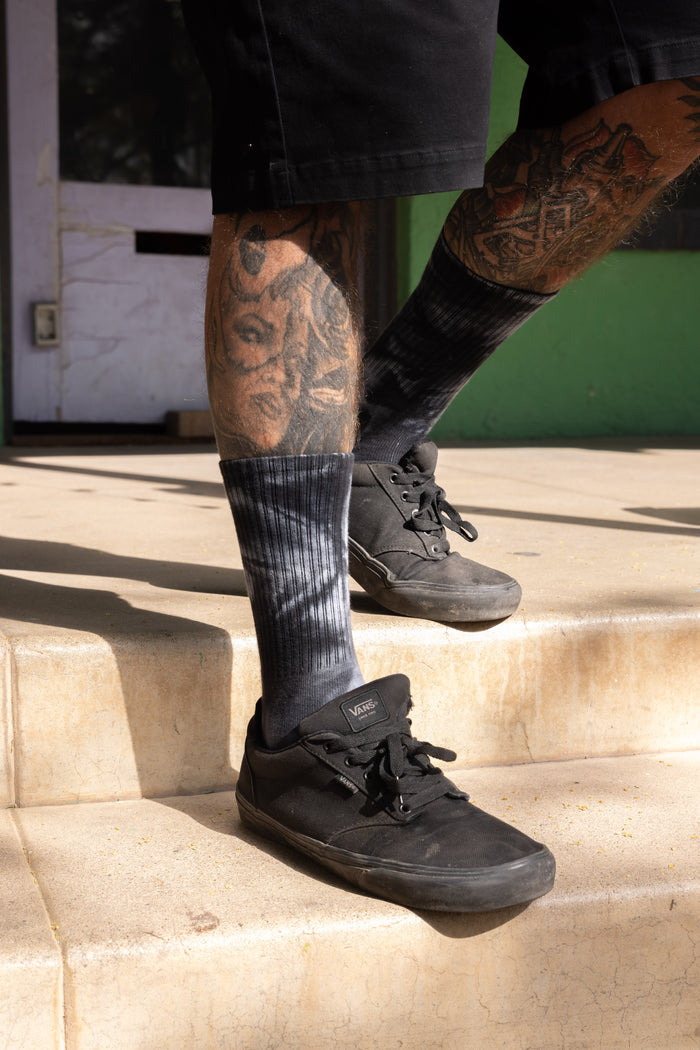 Tie Dye Crew Sock - Black