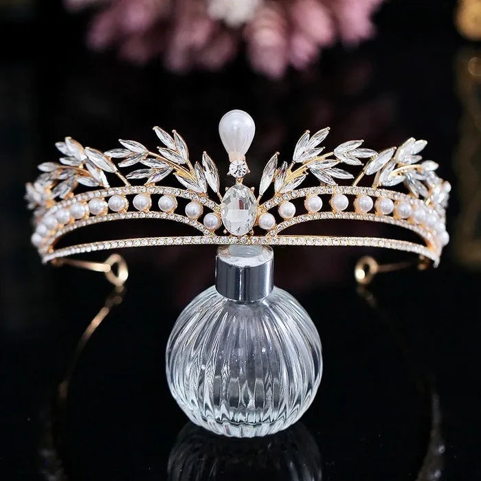 Wedding Hair Accessories -  Pearl and Crystal Bridal Tiara - Available in Gold and Silver