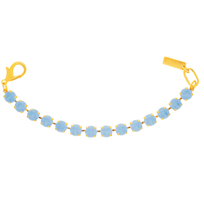 TOVA bracelet, Izzy bracelet, light sapphire bracelet, blue crystal bracelet, matte crystal bracelet, antique gold bracelet, stackable bracelet, TOVA jewelry, handmade jewelry, Canadian jewelry, blue gemstone bracelet, boutique jewelry, gift for her