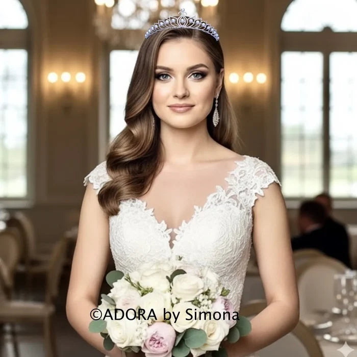 Wedding Hair Accessories - Pearl and Cubic Zirconia Bridal Tiara - Available in Silver and Rose Gold