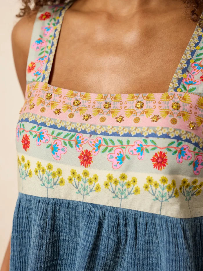 Tricia Embellished Top - Slate Blue-view 1