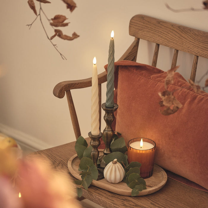 TruGlow® Burnt Orange LED Fluted Glass Candle Duo