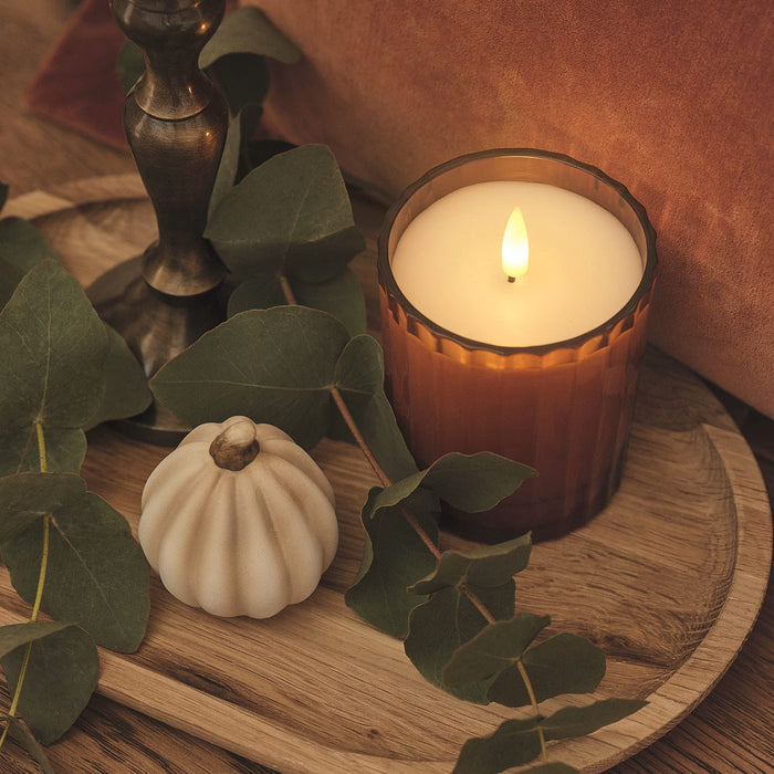 TruGlow® Burnt Orange LED Fluted Glass Candle Duo