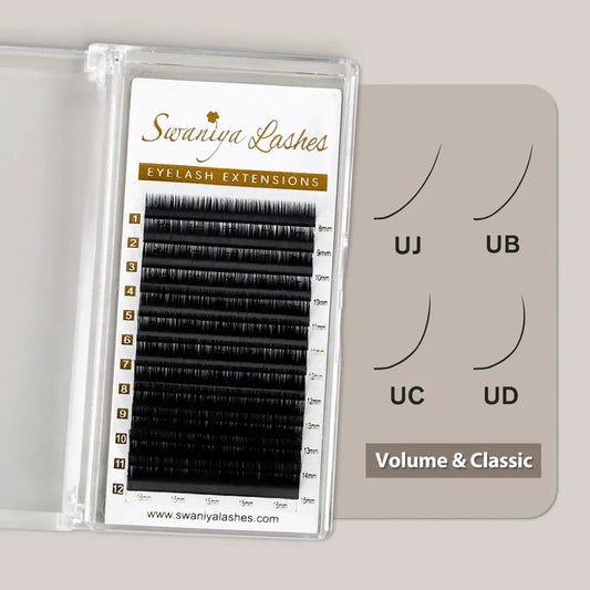 U Curl Lash Extensions | UJ UB UC UD Volume & Classic Mix Tray| Swaniya Lashes