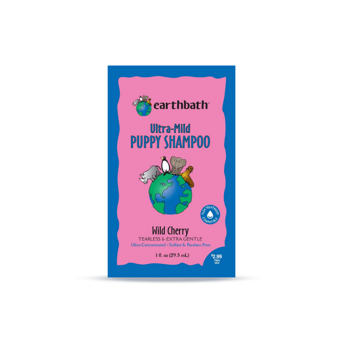 A package of Earthbath Ultra-Mild Puppy Shampoo