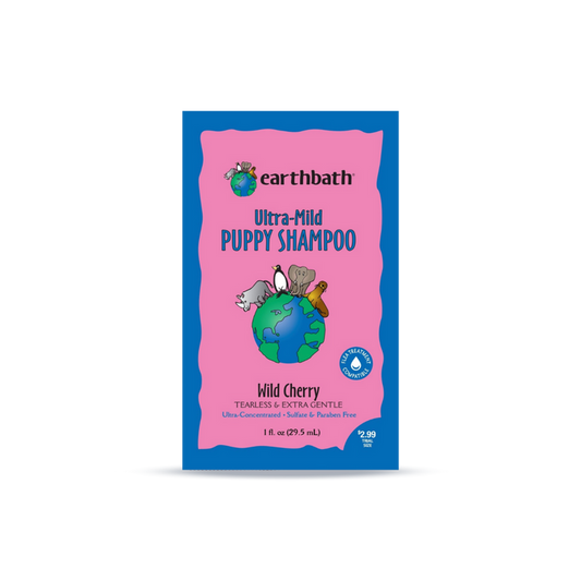 A package of Earthbath Ultra-Mild Puppy Shampoo