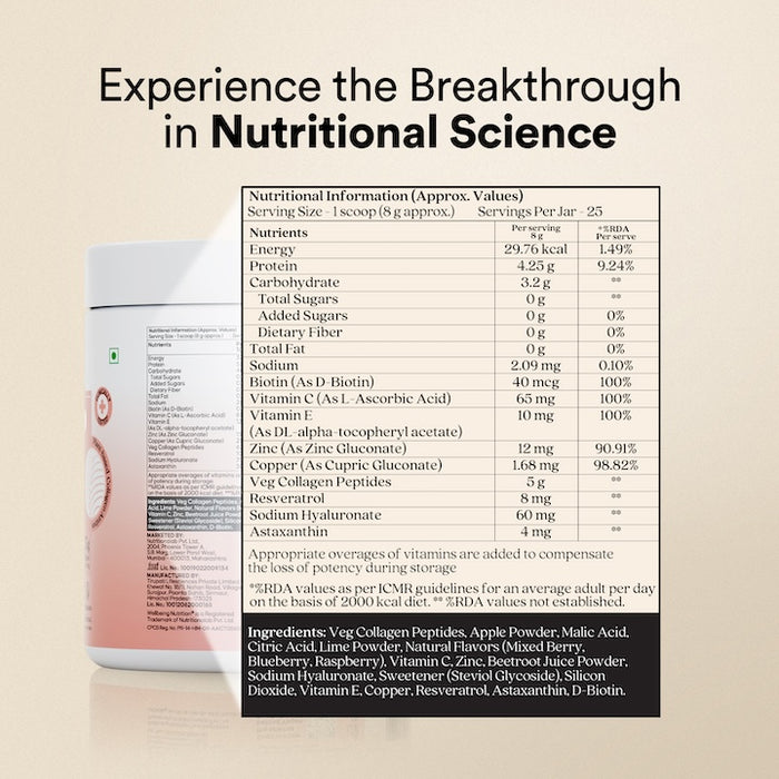 Vegan Pro Collagen Mixed Berries Nutritional Information