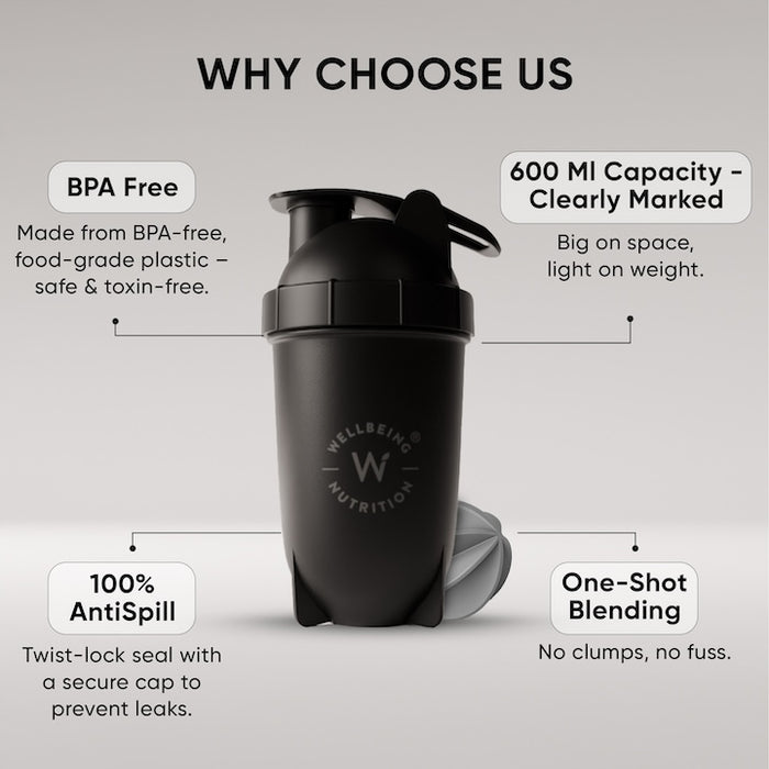 Wellbeing Nutrition Bullet Shaker ( Black )
