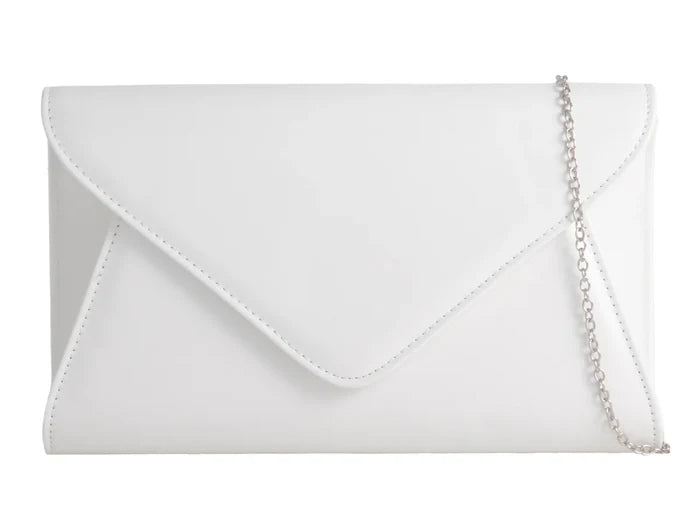White Glossy Patent Large Clutch Bag