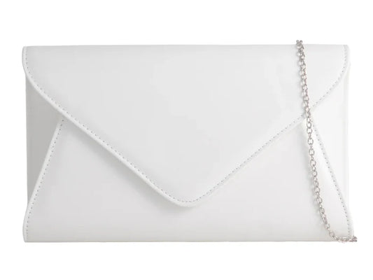 White Glossy Patent Large Clutch Bag
