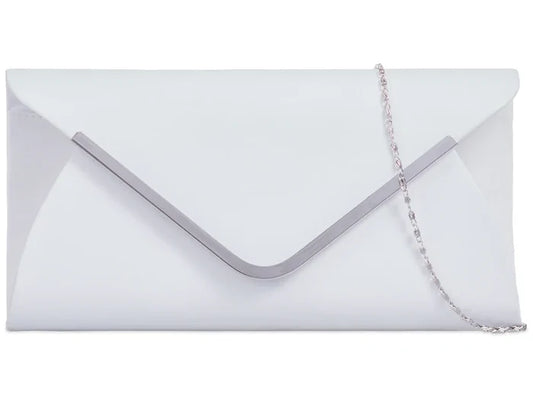 White Suede Effect Clutch Bag