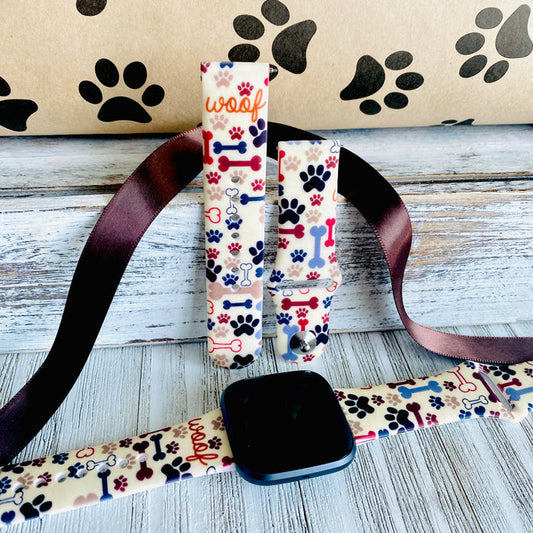 Woof Print Silicone Band For Fitbit Versa 1/2