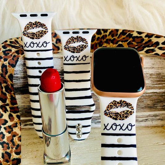 XOXO Leopard Kiss Print Silicone Band For Apple Watch