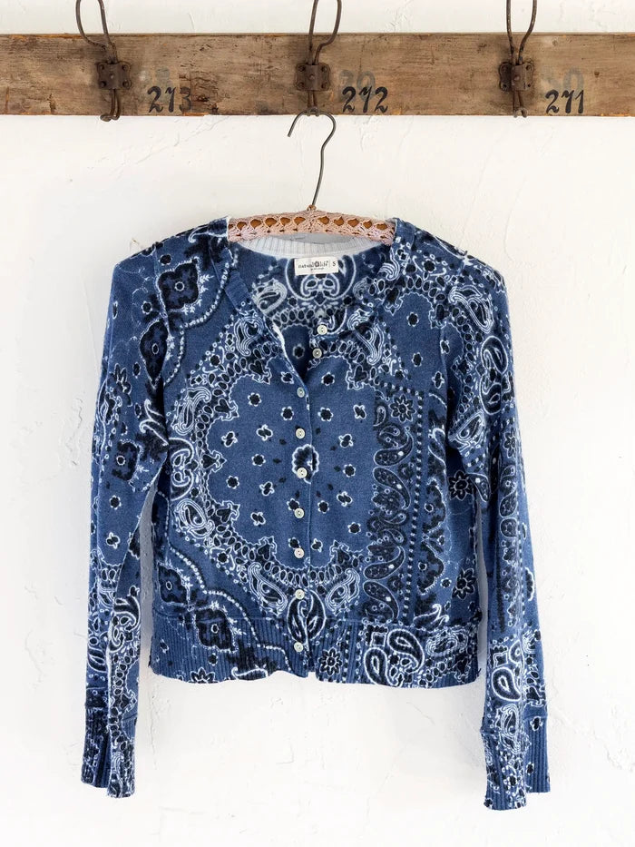 Your Everything Cardigan Sweater - Bandana Patchwork Indigo-view 2