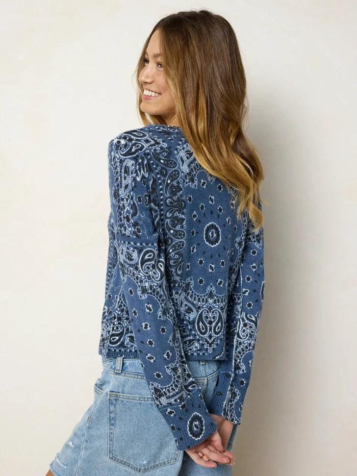 Your Everything Cardigan Sweater - Bandana Patchwork Indigo-view 4