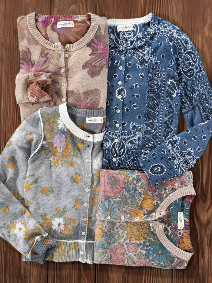 Your Everything Cardigan Sweater - Bandana Patchwork Indigo-view 5